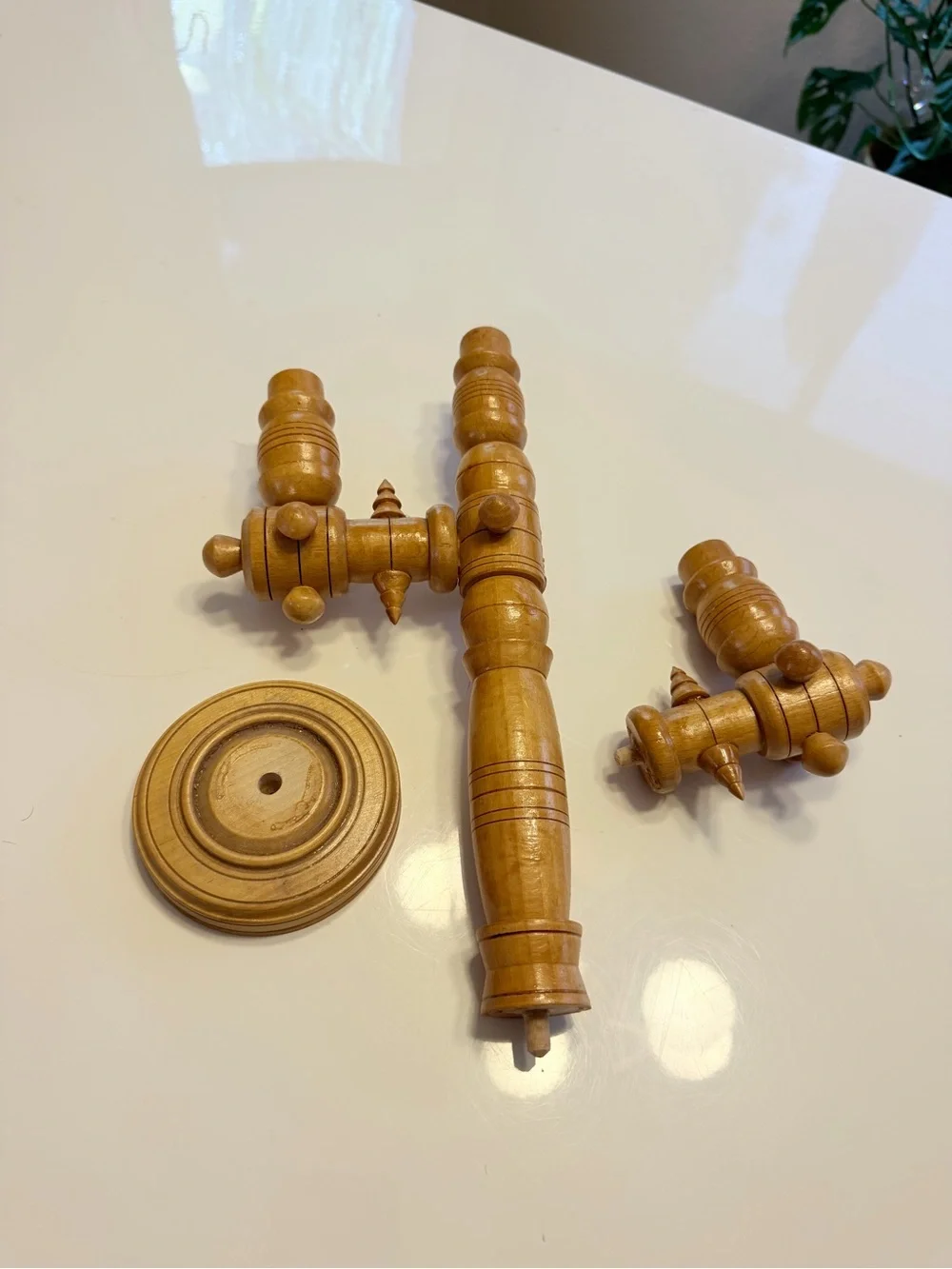 Vintage 1980s Ukrainian Hand Carved Wooden Candle Holder Folk Art 11